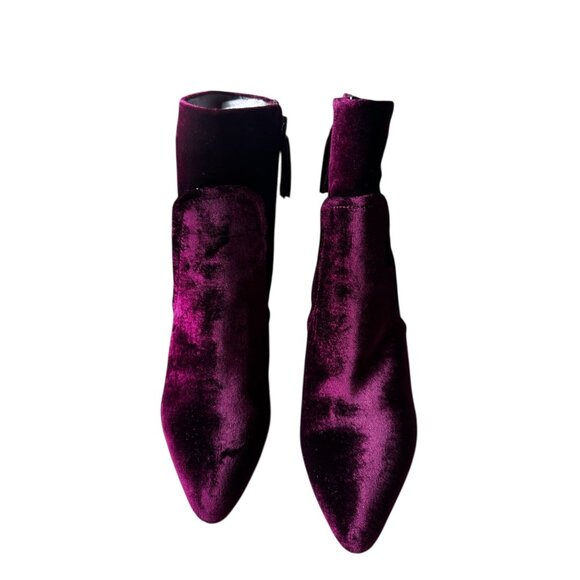 Steve Madden Burgundy Velvet Ankle Boots Womens Size 7M Toe Block Heel Chic - Picture 6 of 10